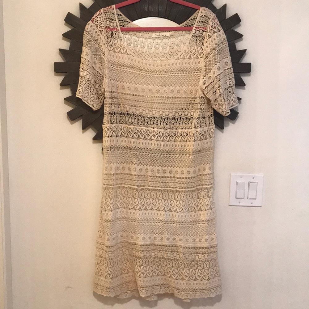 Nordstrom cream lace midi dress